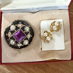New old stock trinket box and earring set